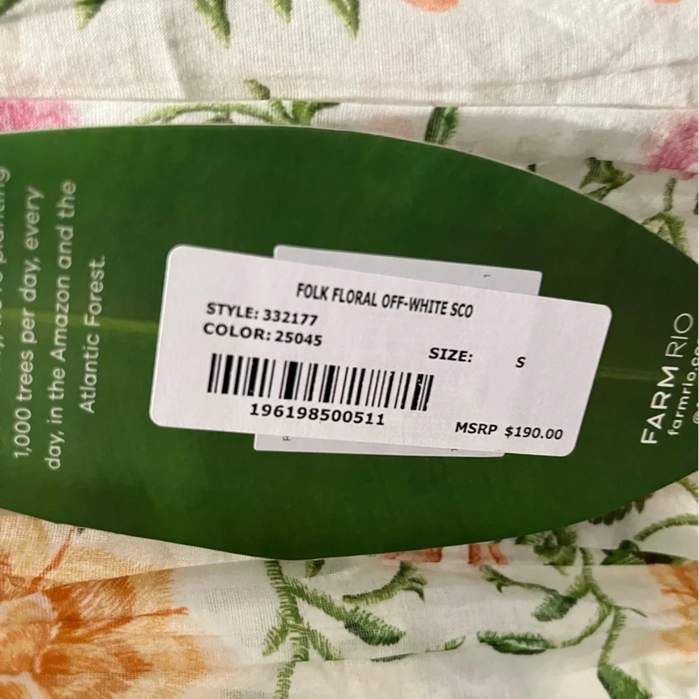 NWT Farm Rio Folk Floral Off-White Scoop Neck Short Sleeve Blouse Top - Picture 7 of 8